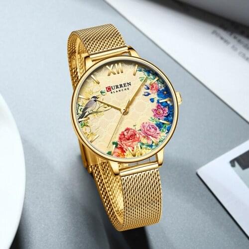 CURREN Womens Luxury Brand Watch Fashion Women Flower Quartz Bracelets Watch for Ladies reloj mujer Waterproof Relogio Feminino