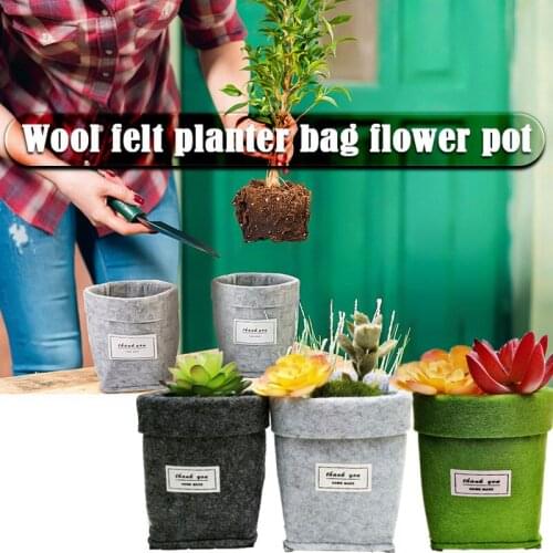 Pink/White Felt Flower Pots Mini Succulents Plant Pot Letters Print Reuseable Multifunction Storage Bag Home Desktop Flowerpot