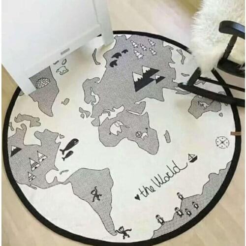 Hot Sale Baby Early Childhood Educational World Map Adventures Games Mats Kids Baby Cotton Round Carpet Blankets For Child Toys