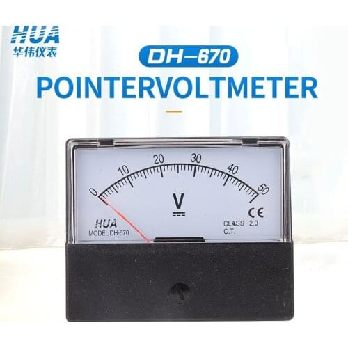 DH-670 DC Anlog Voltmeter 1V2V3V5V10V15V20V30V40V50V100V150V200V250V300V400V450V500V Voltage Panel Meter