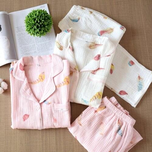 Fdfklak Womens Home Clothes Long sleeve Home Pijima Loose Two-Piece Suit for Home Sleepwear Pink/White Printed Female Pijima