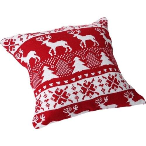 Cotton Braided Pillow Office Seat Cushion Sofa Cushion Red Christmas Theme Braided Pillow