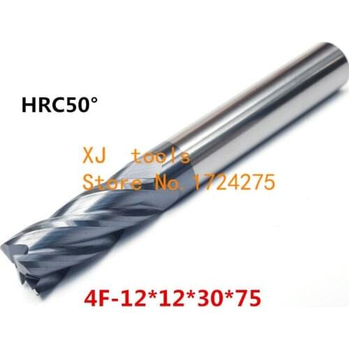 HRC50 4F-12*12*30*75 Alloy Carbide Milling Tungsten Steel Milling Cutter End Mill coating:nano,The Lather,boring Bar,cnc,machine