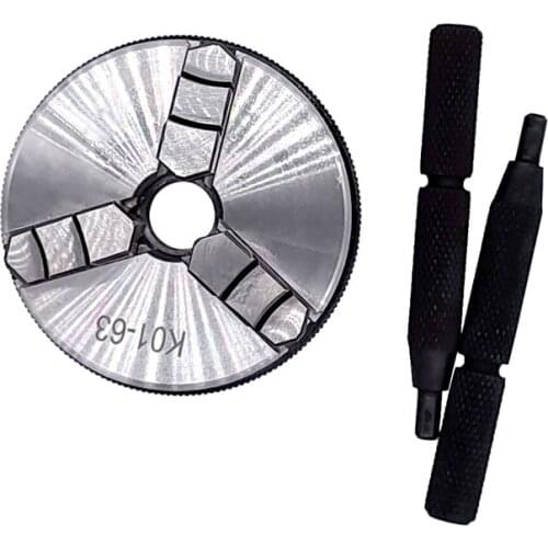 K01-63 63mm Lathe Mini Chuck 3 Jaws Woodworking Hand Chuck with Mounting Thread Screw Rod Self-Centering Lathe Chuck Tool