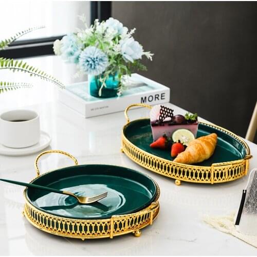 Ceramic Decorative Plate Tray Dish Dessert Plate Cake Plate Jewelry Dish Ring Dish Cosmetics Organizer Fruit Dish Home Decor