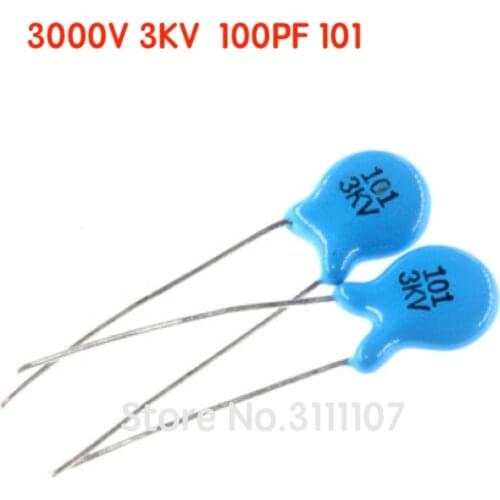 100PCS/LOT 3KV 101 100PF High Voltage Ceramic Capacitors DIP Capacitance 3000V 100pf