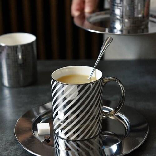 Brief Line Grid Pattern Ceramics Mugs coffee mug Milk Tea office Cups Drinkware the Best birthday Gift for Friends