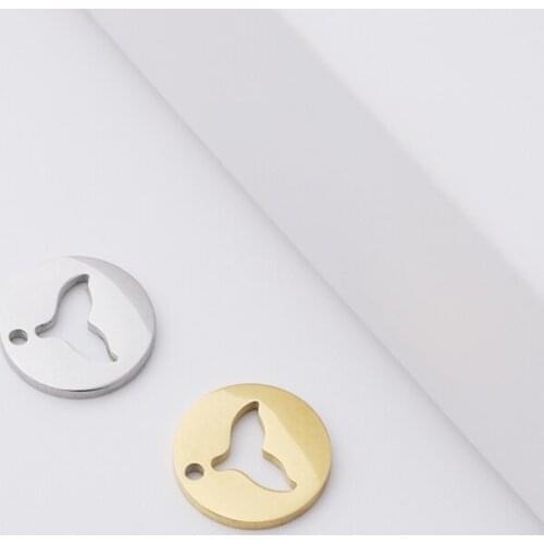 Fnixtar 20Pcs Round Mermaid Tail Charms Mirror Polish Stainless Steel Charms For DIY Making Necklace Earring Bracelets Jewelry