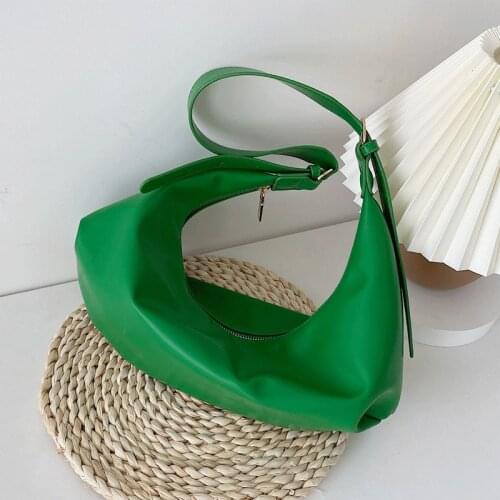 Fashion Women Leather Shoulder Bags Green Crossbody Bags for Women Vintage Handbags Brand Designer Sac Simple Ladies Hobos Bag