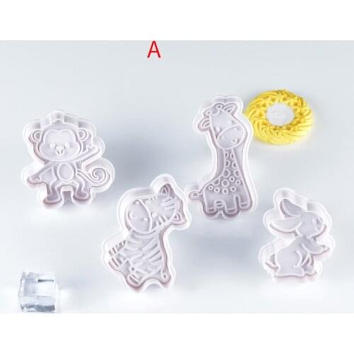Cartoon Animal DIY Biscuit Mold 4Pcs/Set Multi Purpose Kitchen Accessories Reusable Fondant Embosser Die Cookie Cutter Stamp