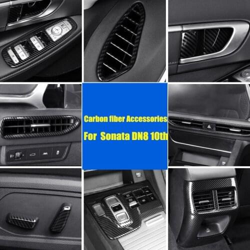 For Hyundai Sonata DN8 10tg 2020 2021 Carbon fiber Drawing Whole Interior Accessoires ABS Decoration Cover Trim