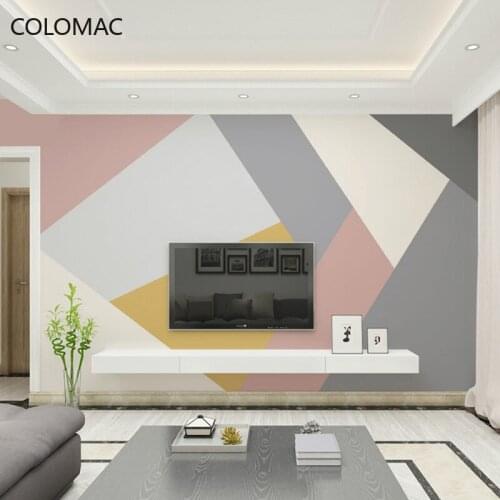 Colomac Custom Nordic Bedroom Background Wallpaper Geometric Color Block Mural Self-adhesive 5d Wall Sticker Drop Shopping