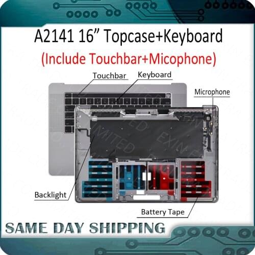 Laptop A2141 Topcase Keyboard Arabic Layout for MacBook Pro 16" Retina Touchbar Grey Silver Color 2019 2020 Year