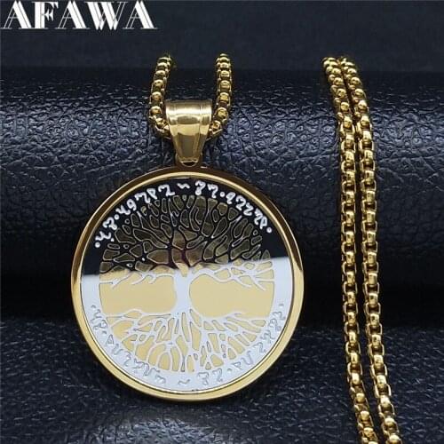 2021 Tree of Life Stainless Steel Gold Silver Color Pendant Necklace for Women/Men Jewelry cadenas de acero inoxidab NXS02