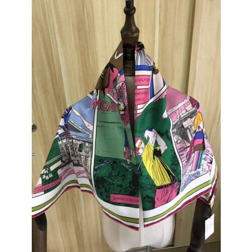 2021 new arrival fashion elegant pink 100% silk scarf 90*90 cm square shawl twill wrap for women free shipping