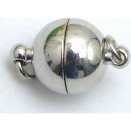 Qingmos 8mm Round Ball Silver Plated One Strand Magnet Clasp Accessories for Jewelry