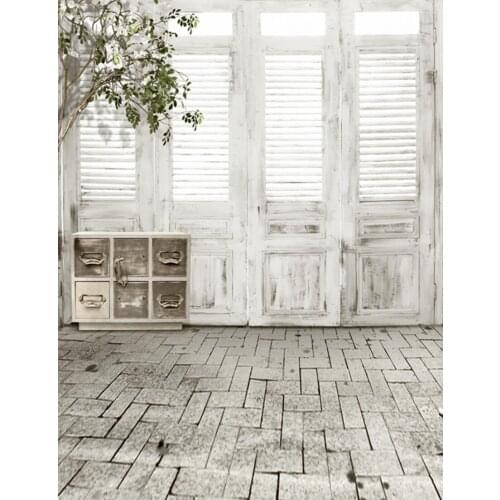 Retro Country Style Gray Wood Door Brick Floor Photography Backgrounds for Shoot Studio 150cm200cm 150cm*200cm
