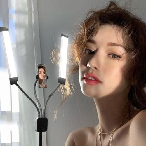 Dimmable Photo Studio Twin LED Double Arms Fill Ring light Long LED Strips Tripods LED White and Yellow color For Camera Video