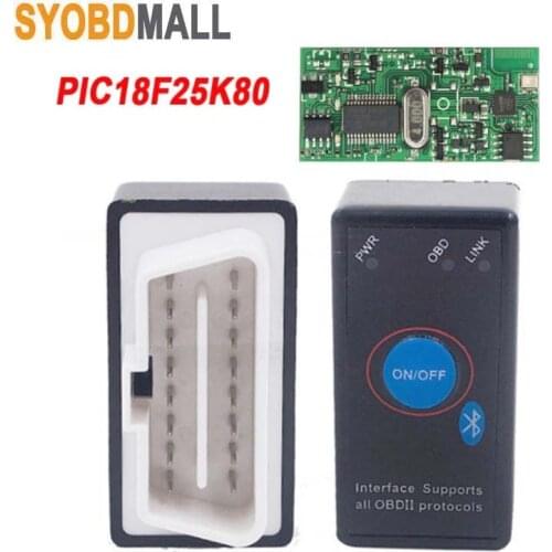 1PCB PIC18F25K80 ELM327 V1.5 ELM 327 Bluetooth Mini OBD2 Code Reader With Power Switch For Android Window Car Diagnostic Scanner