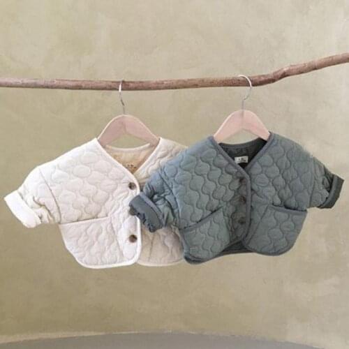 Padded Jacket Bread Grid Cotton Outerwear Coat Baby White Jacket 6M-3T Kids Coat Winter New Childrens Boys Girls Autumn Coat