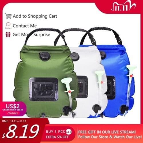 Water Bag 20L Solar Outdoor Shower Bag Portable Camping Shower Heating Hiking Waterzak With Hose For Camp Dropship