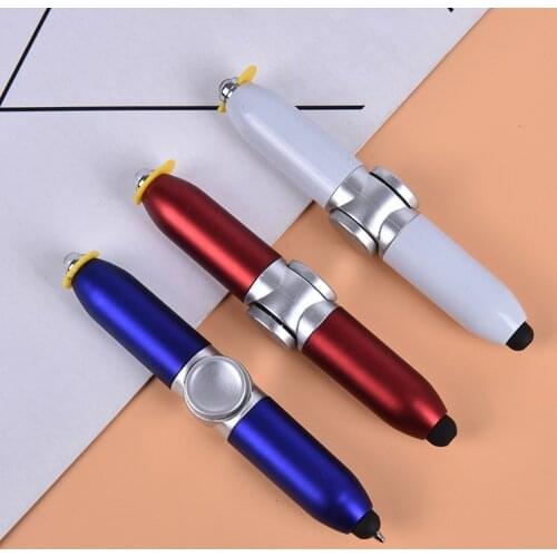 1pc LED light Flash Spinning Pen Touchscreen Pen Ballpoint Pen Funny Rotating