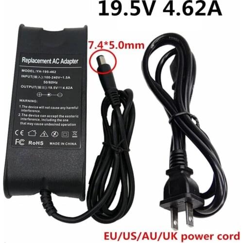 19.5V 4.62A 7.4*5.0mm Laptop Power Supply Universal AC DC Adapter 19.5 Volt Notebook Charger For DELL EU US UK AU Plug