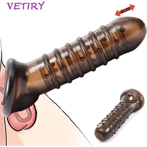 VETIRY Penis Enlarger Delayed Ejaculation Realistic Penis Extender Sex Toys Cock Sleeve Reusable Condoms For Men Dildo Enhancer