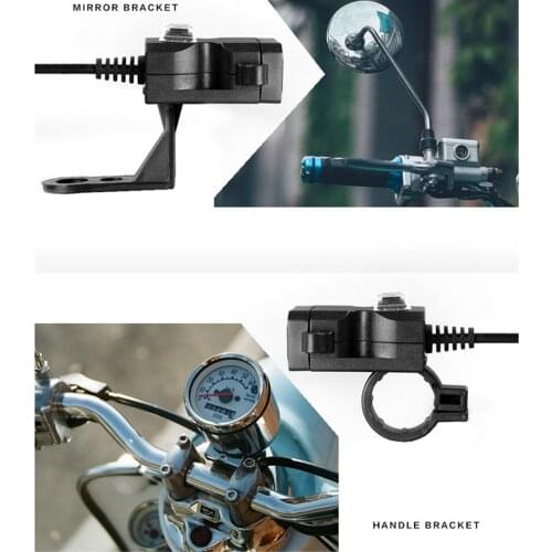 Electric Bike Motorcycle Dual USB Charger 2-in-1 Handlebar Mount Waterproof USB Power Supply 9-24V