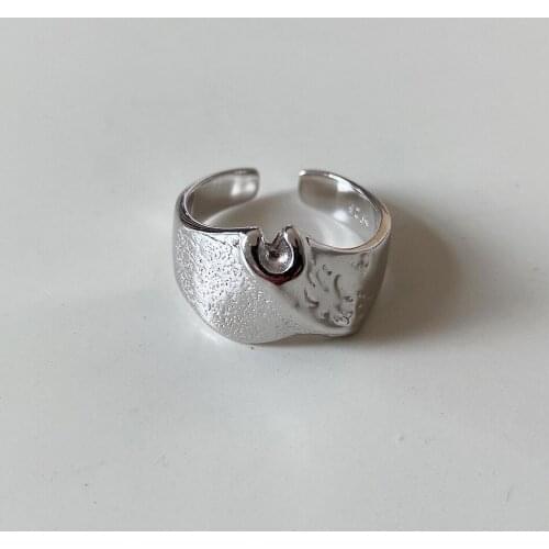 SHANICE Antique 100% 925% Sterling Silver Open Ring ins cold wind mottled mountain ring fashion wild personality niche opening