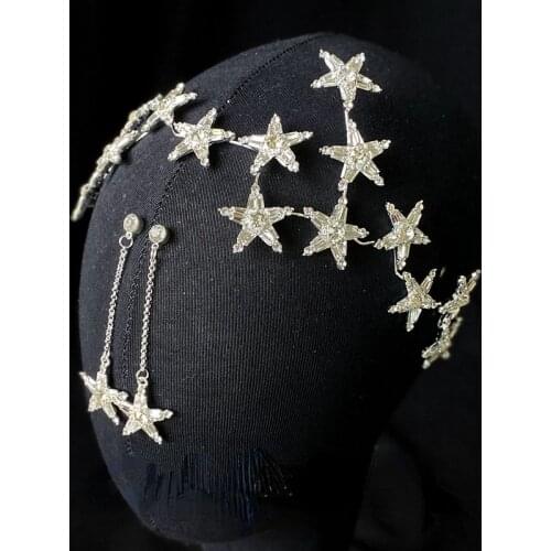 Golden Korean Star zircon Crown bridal Bride Wedding hair Ornaments hairband style Hair jewelry