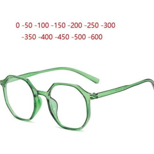 0 -0.5 -1.0 -1.5 To -6.0 Fashionable Lightweight Student Finished Myopia Glasses Women Men Polygon Prescription Eyeglasses