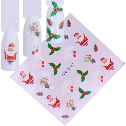 WUF 1 Sheet Christmas tree / Santa Claus / bell/Deer Water Transfer Nail Art Sticker Decal Slider Manicure Wraps Tool Tips