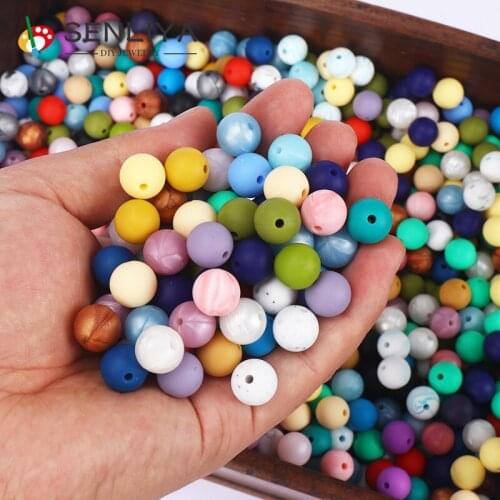 12mm 100Pcs/Lot Silicone Beads Newborn Nursing Teething Necklace Baby Teether Toy Silicone BPA Free Teething Loose Beads