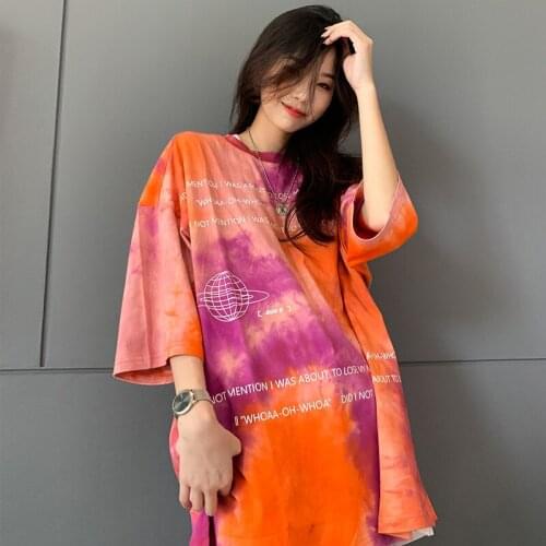 2021 Hong Kong Style tie dyed short sleeve versatile top