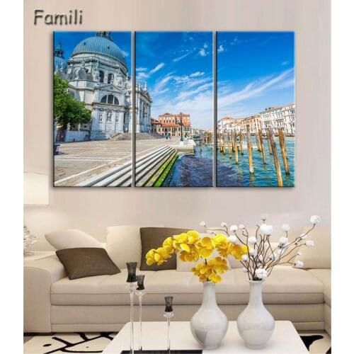 3 Panels Venice Canvas Paintings Landscape Picture Print Giclee Artwork Wall Art For Home Wall Decoration