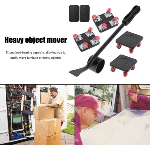 5pcs/Set Furniture Mover Set Furniture Mover Tool Transport Lifter Heavy Stuffs Moving Wheel Roller Bar Hand Tools