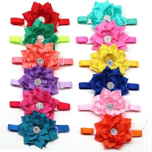 50/100pcs Dog Flower Collar Bowtie Rhinestone Dog Puppy Accessories Pet Dog Tie Bow Tie Dog Grooming Accessories Pet Products