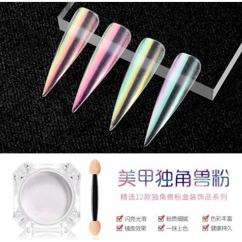 500pcs Nail Unicorn Powder Ice Transparent Aurora Powder Electroplating Magic Mirror Powder 12 Color Changing Rainbow Powder