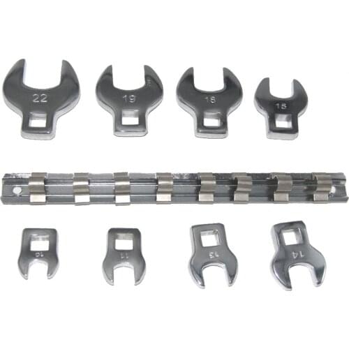 8 Pcs 3/8 Inch Drive Crowfoot Wrench Set 10 to 22mm Metric Chrome Plated Crow Foot