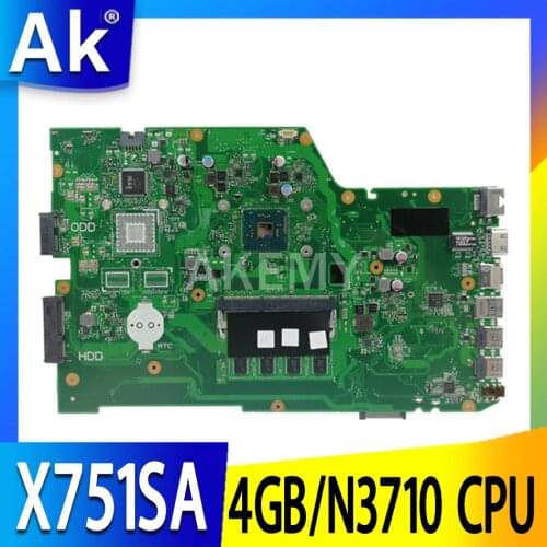 90NB07M0-R00050 for ASUS X751SV X751SJ X751SA X751S Laptop Motherboard 4G/N3710 CPU