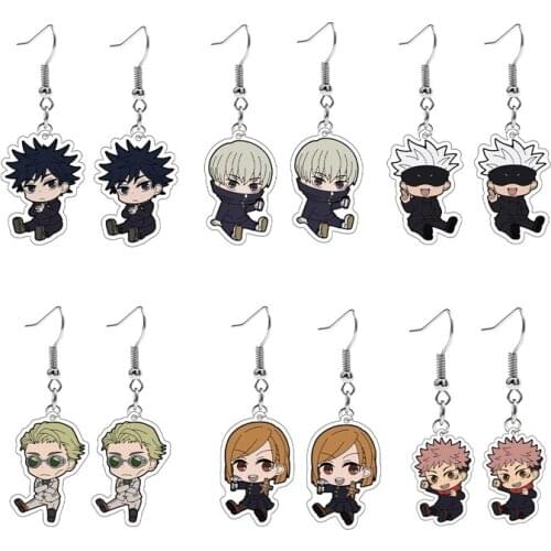 Anime Jujutsu Kaisen Dangle Earring Cute Handamde Acrylic Hook Earring Epoxy Jewelry Earrings Gifts Fan