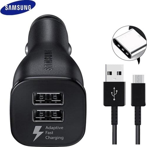 Samsung Car Charger Adapter Dual USB Fast Car Cigeratte Adapter USB-C Cable For Galaxy S8 S9 S10 + Note 8 9 10 A30 A50 A70 A9S