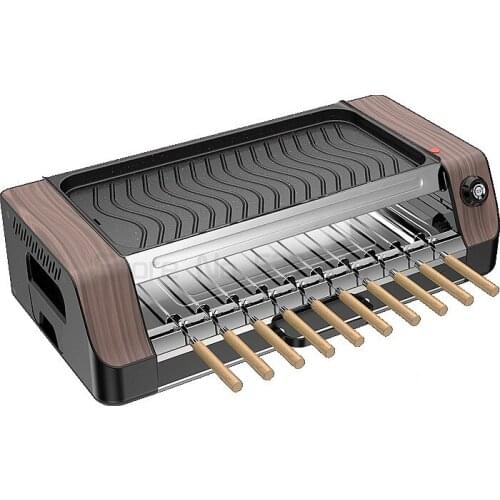 Household smokeless automatic rotary electric oven barbecue machine non stick barbecue plate indoor barbecue kebab machine