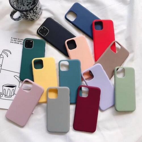 For iPhone 11 Solid Color Silicone Case For iPhone XR X 11 Pro XS Max 7 8 Plus 12 Mini Candy Soft Simple Fashion Phone Case