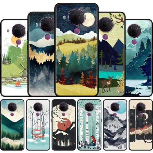 Emerald Hills Autumn Moon Phone Case For Nokia X10 X20 XR20 7.2 G10 G20 8.3 5.4 5.3 3.4 2.4 1.4 Silicone Cover Black Fundas