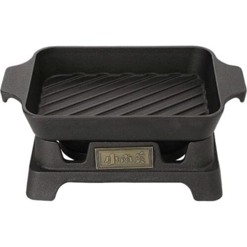 Cast iron barbecue grills teppanyaki rectangular table grill seafood grilled fish heating stove domestic commercial restaurant c