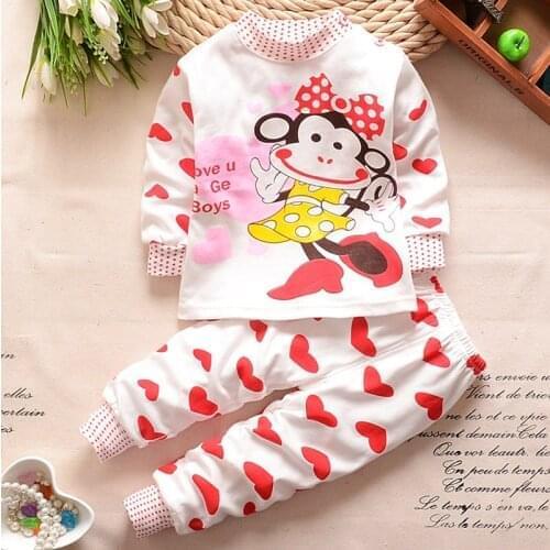 Baby cotton warm two-piece Baby cartoon pattern home service Baby soft and comfortable two-piece Baby autumn clothes set