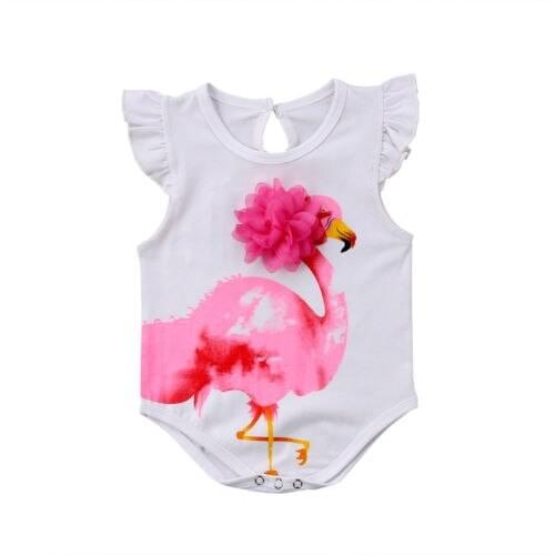 Newborn Infant Baby Girls Flamingos Ruffles Romper Jumpsuit Outfit Summer Baby Clothing