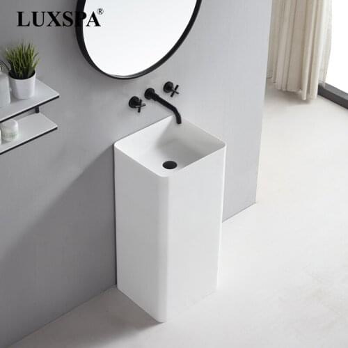 LUXSPA European Design Freestanding Artificial Stone Basin Basin Solid Surface Basin Resin Stone Bathroom Basin